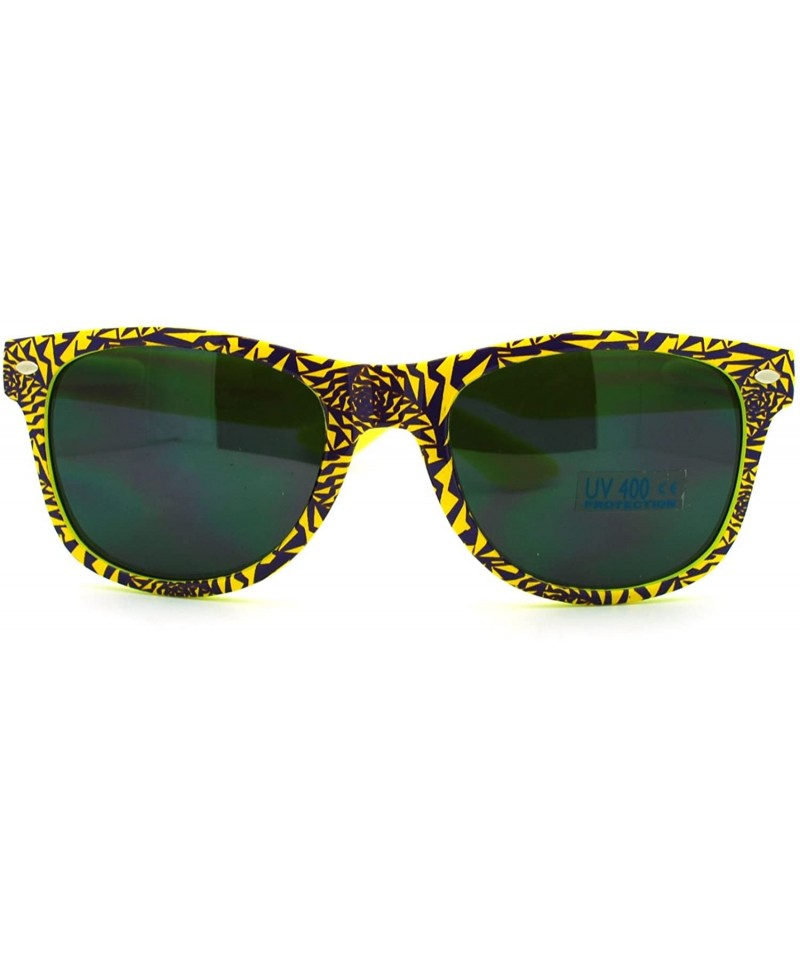 Wayfarer 90's Geometric Pop Art Pattern Skater Horned Sunglasses - Yellow Purple - CM11HECK55J $9.10