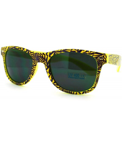 Wayfarer 90's Geometric Pop Art Pattern Skater Horned Sunglasses - Yellow Purple - CM11HECK55J $9.10