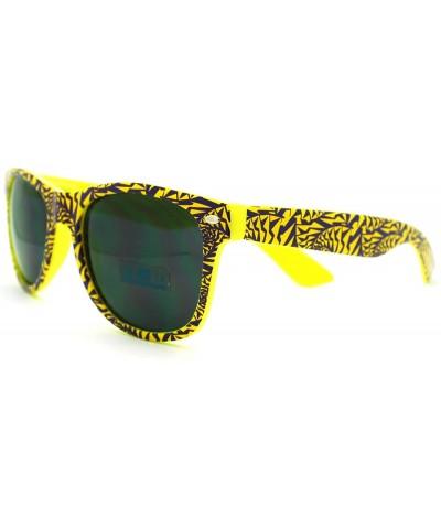 Wayfarer 90's Geometric Pop Art Pattern Skater Horned Sunglasses - Yellow Purple - CM11HECK55J $9.10
