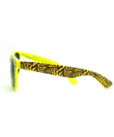 Wayfarer 90's Geometric Pop Art Pattern Skater Horned Sunglasses - Yellow Purple - CM11HECK55J $9.10