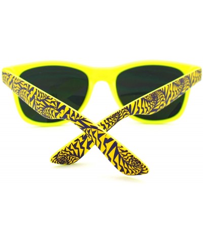 Wayfarer 90's Geometric Pop Art Pattern Skater Horned Sunglasses - Yellow Purple - CM11HECK55J $9.10