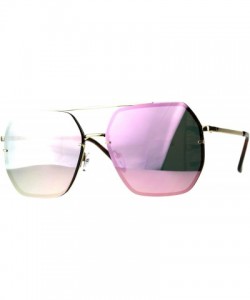 Oversized Square Heptagon Shape Sunglasses Retro Fashion Unisex Mirrored UV 400 - Gold (Pink Mirror) - CK18G33KRGI $15.14