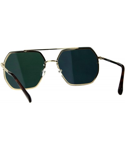 Oversized Square Heptagon Shape Sunglasses Retro Fashion Unisex Mirrored UV 400 - Gold (Pink Mirror) - CK18G33KRGI $15.14