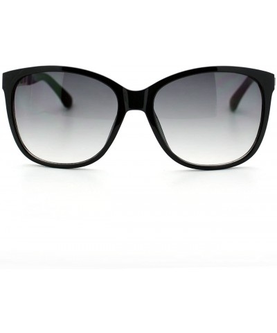 Square Womens Metal Chain Arm Thin Plastic Oversize Horn Rim Style Sunglasses - Black Black - C311YHUZFYR $12.51