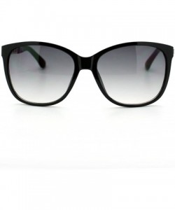 Square Womens Metal Chain Arm Thin Plastic Oversize Horn Rim Style Sunglasses - Black Black - C311YHUZFYR $12.51