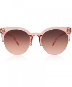 Round Womens Cateye Round Sunglasses UV400 Eyebrow Half Semi-Rimless FW2001 - C3-red Clear - CC18CNM706G $17.84