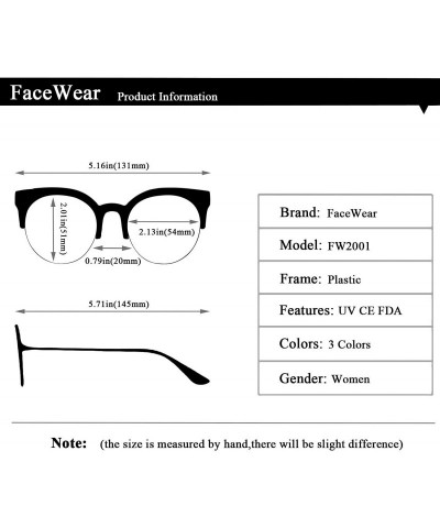 Round Womens Cateye Round Sunglasses UV400 Eyebrow Half Semi-Rimless FW2001 - C3-red Clear - CC18CNM706G $17.84