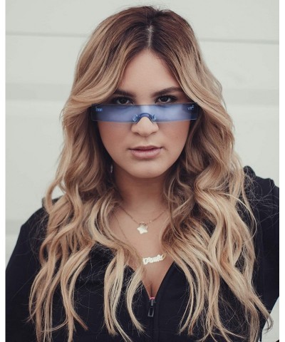 Rimless Trendy Rectangular Sunglasses for Men and Women - CC18XMKSHDZ $25.96