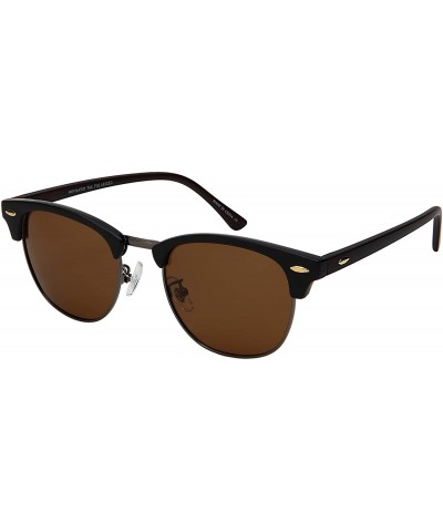 Rimless Semi-Rimless Polarized Sunglasses for Men Women Driving Fishing Hiking 100% UV Protection Faux Wood Print Frame - C61...