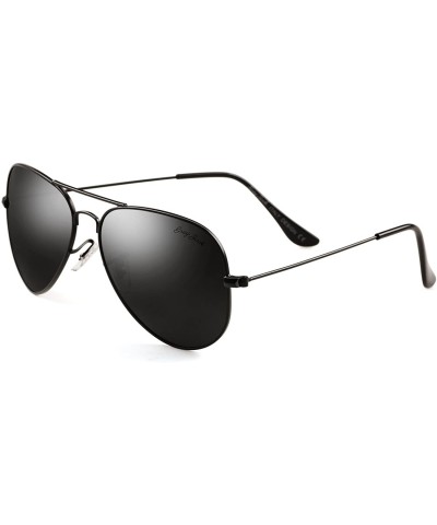 Oversized Polarized Classic Aviator Shaped Sunglasses Lightweight Style for Men Women - Black Frame / Black Lens - CO1850NXYN...