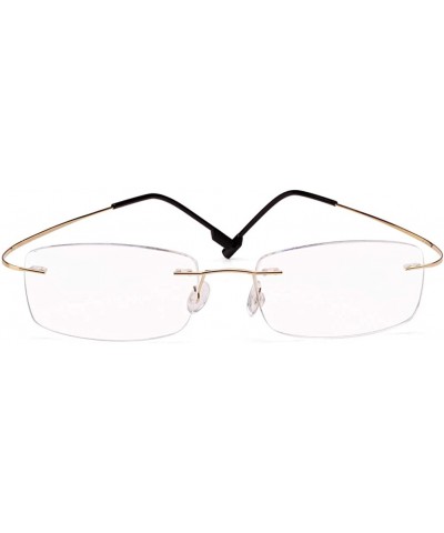 Square Memory Titanium Frameless Lightweight Reading Glasses Hingeless Flexibled Frames for Mens Womens - Gold - CS18QNDMX05 ...