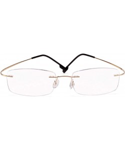 Square Memory Titanium Frameless Lightweight Reading Glasses Hingeless Flexibled Frames for Mens Womens - Gold - CS18QNDMX05 ...