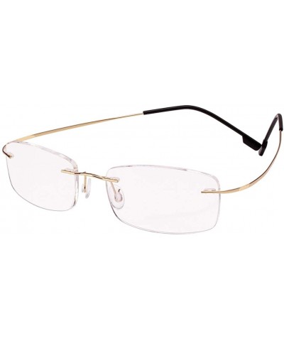 Square Memory Titanium Frameless Lightweight Reading Glasses Hingeless Flexibled Frames for Mens Womens - Gold - CS18QNDMX05 ...