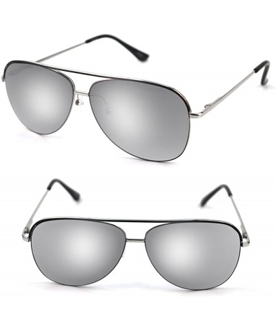 Aviator Top Line Metal Aviator Sunglasses P4102 - Silver1 - CU17YSAWY9O $8.90