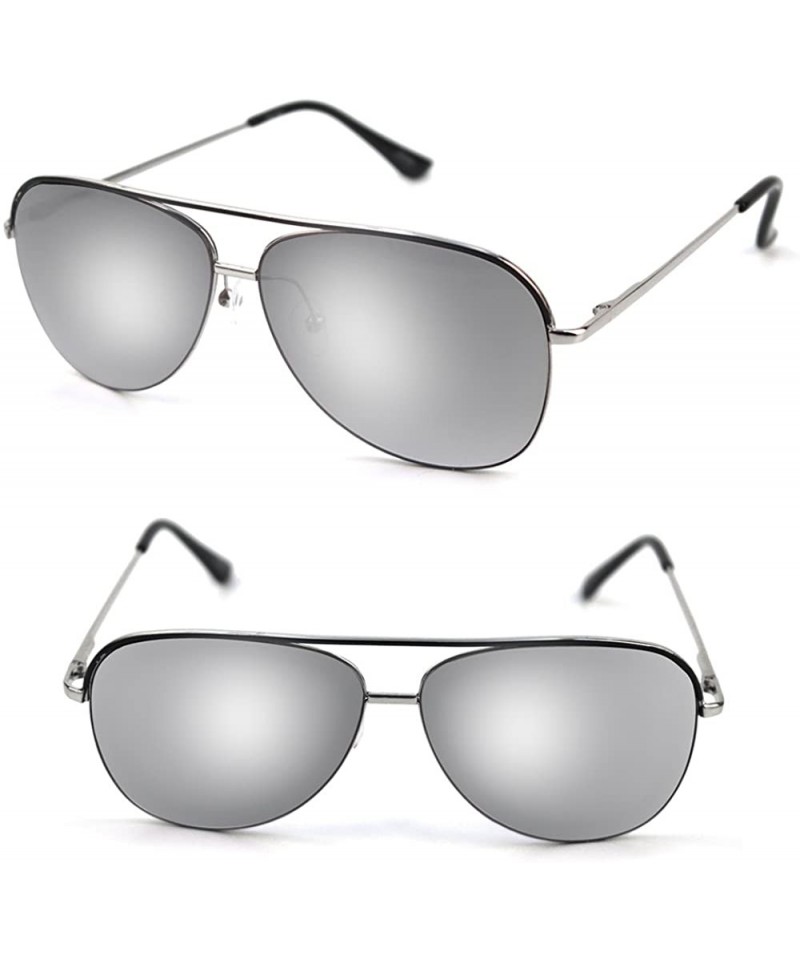 Aviator Top Line Metal Aviator Sunglasses P4102 - Silver1 - CU17YSAWY9O $8.90