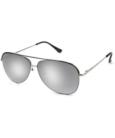 Aviator Top Line Metal Aviator Sunglasses P4102 - Silver1 - CU17YSAWY9O $8.90