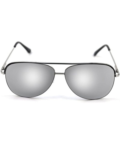 Aviator Top Line Metal Aviator Sunglasses P4102 - Silver1 - CU17YSAWY9O $8.90