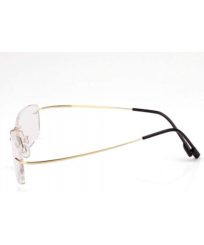 Square Memory Titanium Frameless Lightweight Reading Glasses Hingeless Flexibled Frames for Mens Womens - Gold - CS18QNDMX05 ...