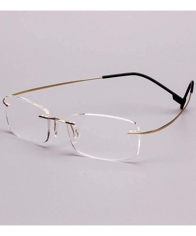 Square Memory Titanium Frameless Lightweight Reading Glasses Hingeless Flexibled Frames for Mens Womens - Gold - CS18QNDMX05 ...