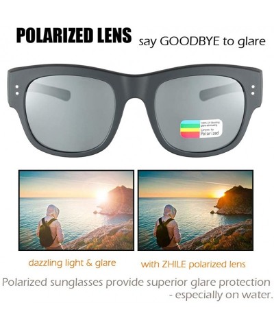 Square Oversized Sunglasses Over Prescription Glasses Polarized Fits Over Glasses for Women UV400 Protection - CX18OW08M0E $2...