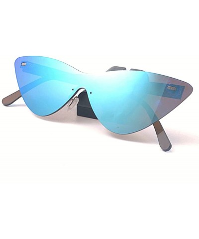 Rimless 2018 Hot Sale Rimless Cat Queen Lady Sunglasses UV400 - Blue - CX18C9H3O0X $14.43