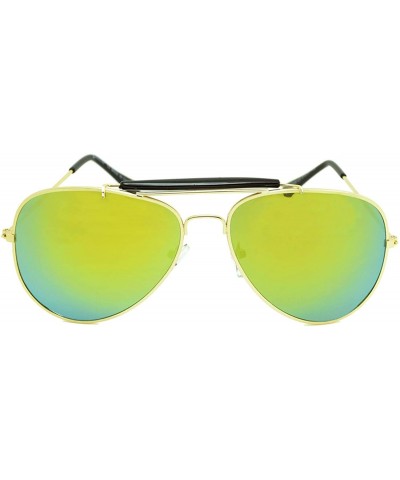 Aviator Classic Aviator Sunglasses Lightweight Metal Frame Polarized Lens - Style 2- Gold/Yellow - CN195A4HYQO $29.89