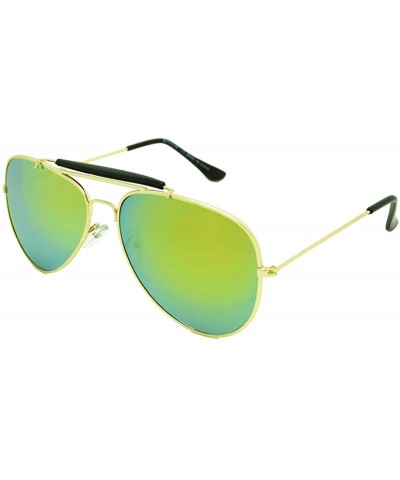 Aviator Classic Aviator Sunglasses Lightweight Metal Frame Polarized Lens - Style 2- Gold/Yellow - CN195A4HYQO $16.65