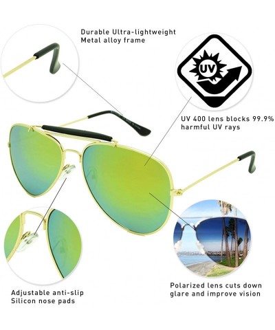 Aviator Classic Aviator Sunglasses Lightweight Metal Frame Polarized Lens - Style 2- Gold/Yellow - CN195A4HYQO $16.65