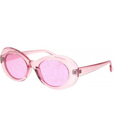 Oval Glitter Lens Sunglasses Glasses Womens Vintage Oval Translucent Frames - Pink (Pink) - CV18R2030OX $19.97