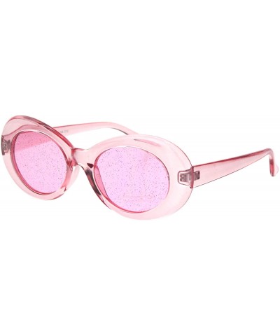 Oval Glitter Lens Sunglasses Glasses Womens Vintage Oval Translucent Frames - Pink (Pink) - CV18R2030OX $8.93