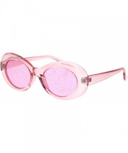 Oval Glitter Lens Sunglasses Glasses Womens Vintage Oval Translucent Frames - Pink (Pink) - CV18R2030OX $19.18