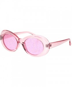 Oval Glitter Lens Sunglasses Glasses Womens Vintage Oval Translucent Frames - Pink (Pink) - CV18R2030OX $8.93