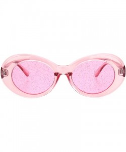 Oval Glitter Lens Sunglasses Glasses Womens Vintage Oval Translucent Frames - Pink (Pink) - CV18R2030OX $19.18