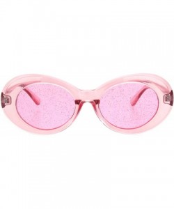 Oval Glitter Lens Sunglasses Glasses Womens Vintage Oval Translucent Frames - Pink (Pink) - CV18R2030OX $8.93