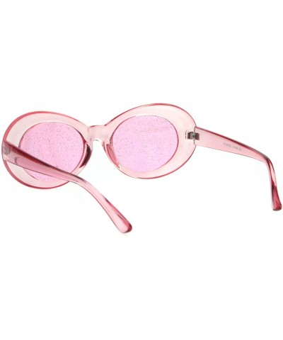 Oval Glitter Lens Sunglasses Glasses Womens Vintage Oval Translucent Frames - Pink (Pink) - CV18R2030OX $8.93