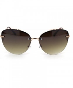 Rimless Womens Rhinestone Edge Jewel Rimless Cat Eye Sunglasses - Gold Brown - C518XUT3EAM $11.45