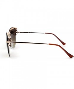 Rimless Womens Rhinestone Edge Jewel Rimless Cat Eye Sunglasses - Gold Brown - C518XUT3EAM $11.45