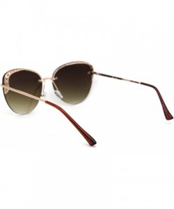 Rimless Womens Rhinestone Edge Jewel Rimless Cat Eye Sunglasses - Gold Brown - C518XUT3EAM $11.45