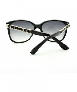 Square Womens Metal Chain Arm Thin Plastic Oversize Horn Rim Style Sunglasses - Black Black - C311YHUZFYR $18.76