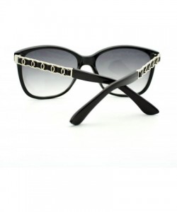 Square Womens Metal Chain Arm Thin Plastic Oversize Horn Rim Style Sunglasses - Black Black - C311YHUZFYR $12.51