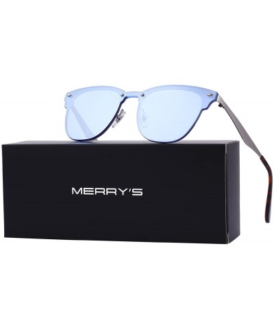 Wayfarer Men/Women Classic Retro Rivet Sunglasses 100% UV Protection S8208 - Blue - CL18C3OGIQZ $18.15