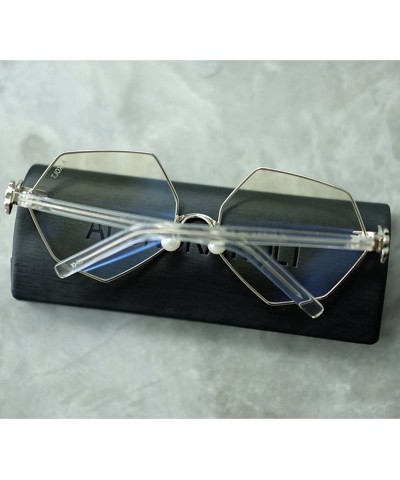 Aviator THE LALINE pearl nose pads sunglasses - Silver&clear - CX188MQY3T9 $15.43