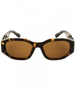 Oval Slim Oval Gold Tiger Head Medallion Luxury Sunglasses - Brown Tortoise & Gold Metallic Frame - C118WHMDT52 $25.90