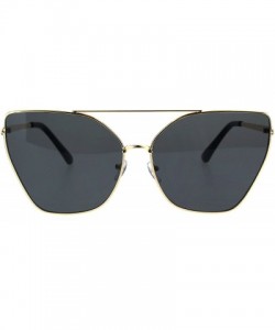 Butterfly Oversized Fashion Sunglasses Womens Butterfly Trapezoid Metal Frame - Gold (Black) - CG186ZC7E6A $12.05