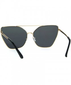 Butterfly Oversized Fashion Sunglasses Womens Butterfly Trapezoid Metal Frame - Gold (Black) - CG186ZC7E6A $12.05
