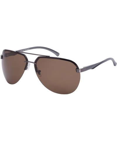 Semi-rimless Modern Aviator Style Sunglasses with 1.1 mm Polarized Lens 25088SAL-P1 - Gunmetal/Brown Lens - CR128PJCTP3 $35.91