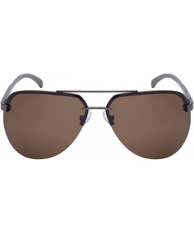 Semi-rimless Modern Aviator Style Sunglasses with 1.1 mm Polarized Lens 25088SAL-P1 - Gunmetal/Brown Lens - CR128PJCTP3 $15.10