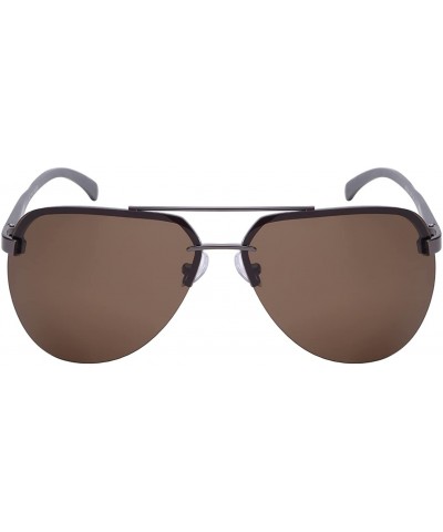 Semi-rimless Modern Aviator Style Sunglasses with 1.1 mm Polarized Lens 25088SAL-P1 - Gunmetal/Brown Lens - CR128PJCTP3 $15.10