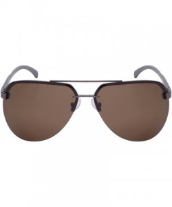 Semi-rimless Modern Aviator Style Sunglasses with 1.1 mm Polarized Lens 25088SAL-P1 - Gunmetal/Brown Lens - CR128PJCTP3 $15.10
