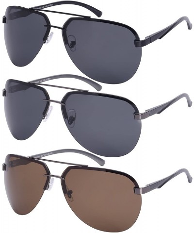 Semi-rimless Modern Aviator Style Sunglasses with 1.1 mm Polarized Lens 25088SAL-P1 - Gunmetal/Brown Lens - CR128PJCTP3 $15.10